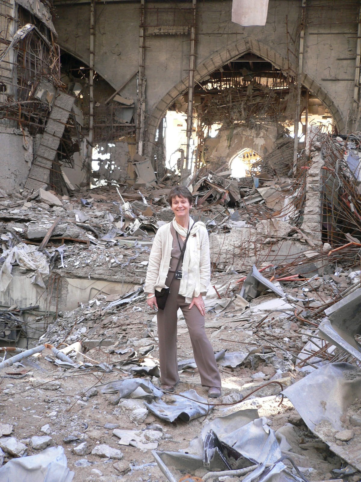 Bomb damage of the palace above Saddam Hussein's nuclear bunker
